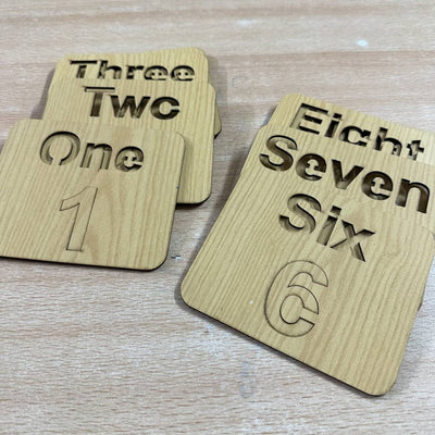 10pcs Wooden Kids Numbers Learning Stensils