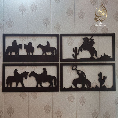 4 Frames Horse Riders Wall Hanging