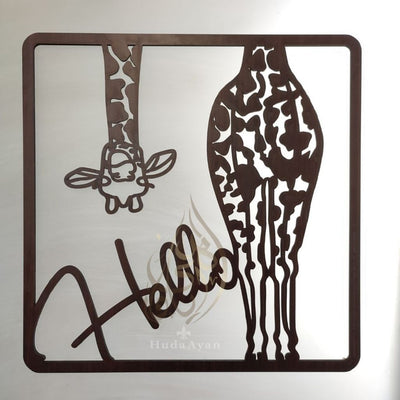 Hello  Giraffe Frame Wall Hanging